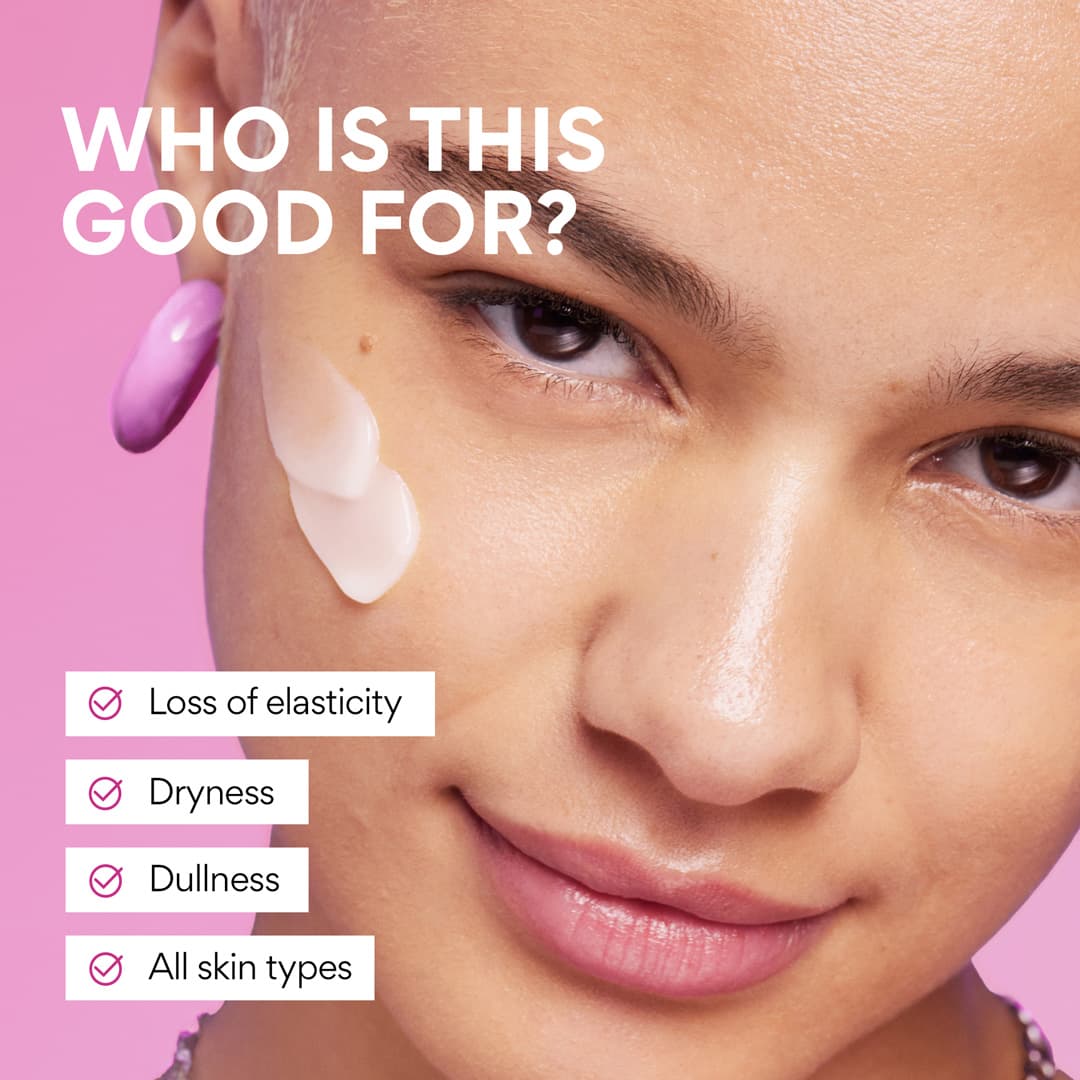 Green Tea Ceramide Collagen Plump Cream is good for dryness, dullness, loss of elasticity, and all skin types.