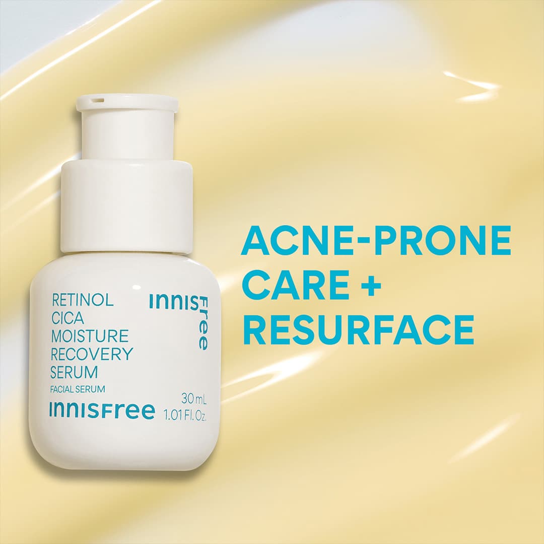 Retinol Cica Moisture Recovery Serum helps support acne-prone skin.