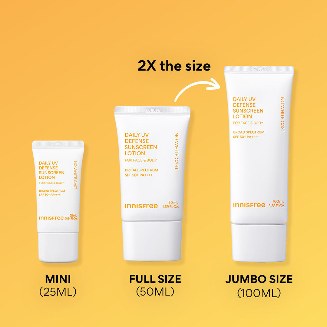 Daily UV Defense Sunscreen SPF 50+ PA++++ size comparisions