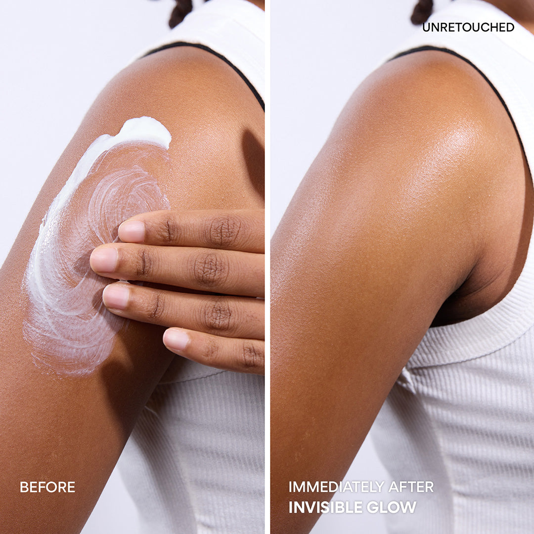 Daily UV Defense Sunscreen SPF 50+ PA++++ before and immediately after on body