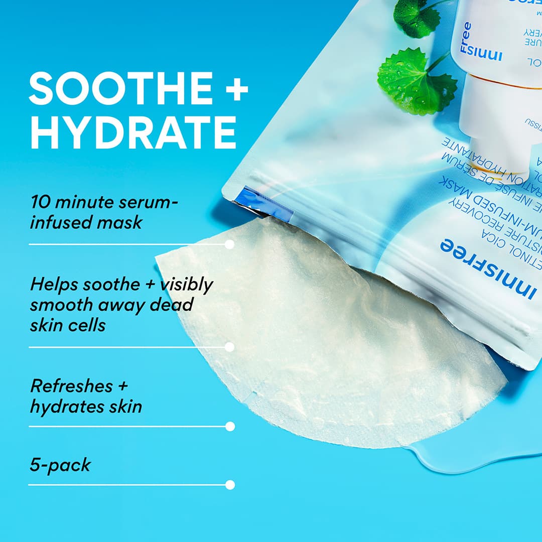 Serum-Infused Sheet Mask 5 Pack - Retinol Cica Recovery, benefits