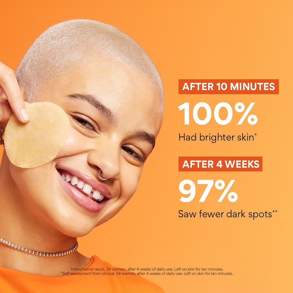 Green Tea Enzyme Vitamin C Brightening Toner Pads claims