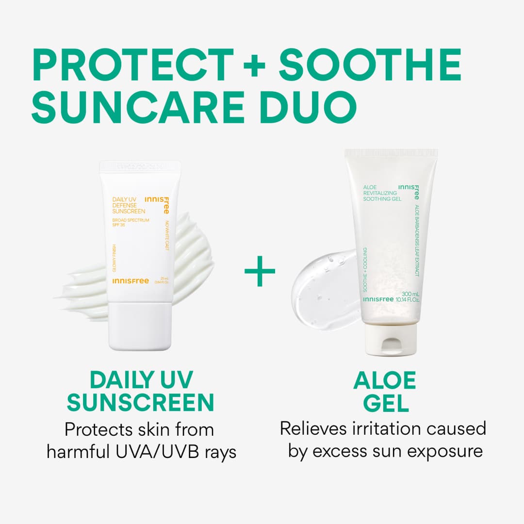 protect and soothe suncare duo: daily uv defense spf and aloe gel