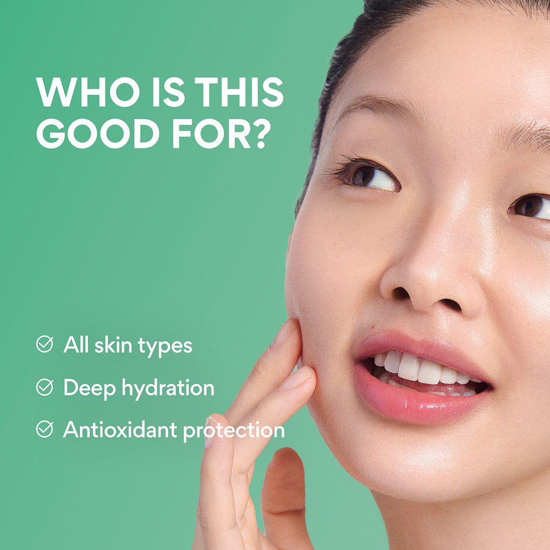 Serum-Infused Sheet Mask 5 Pack - Green Tea Ceramide Milk, who is this good for? model shot