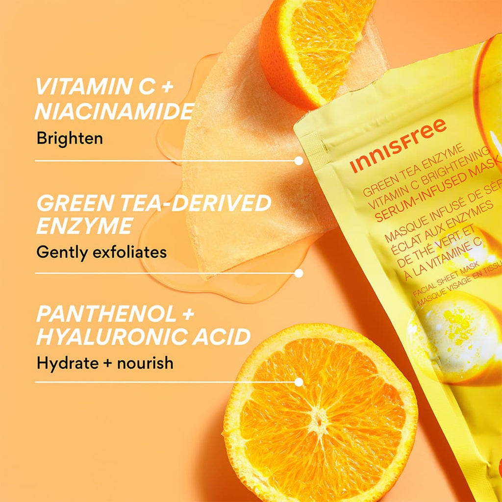 Serum-Infused Sheet Mask 5 Pack - Vitamin C Brightening, ingredients