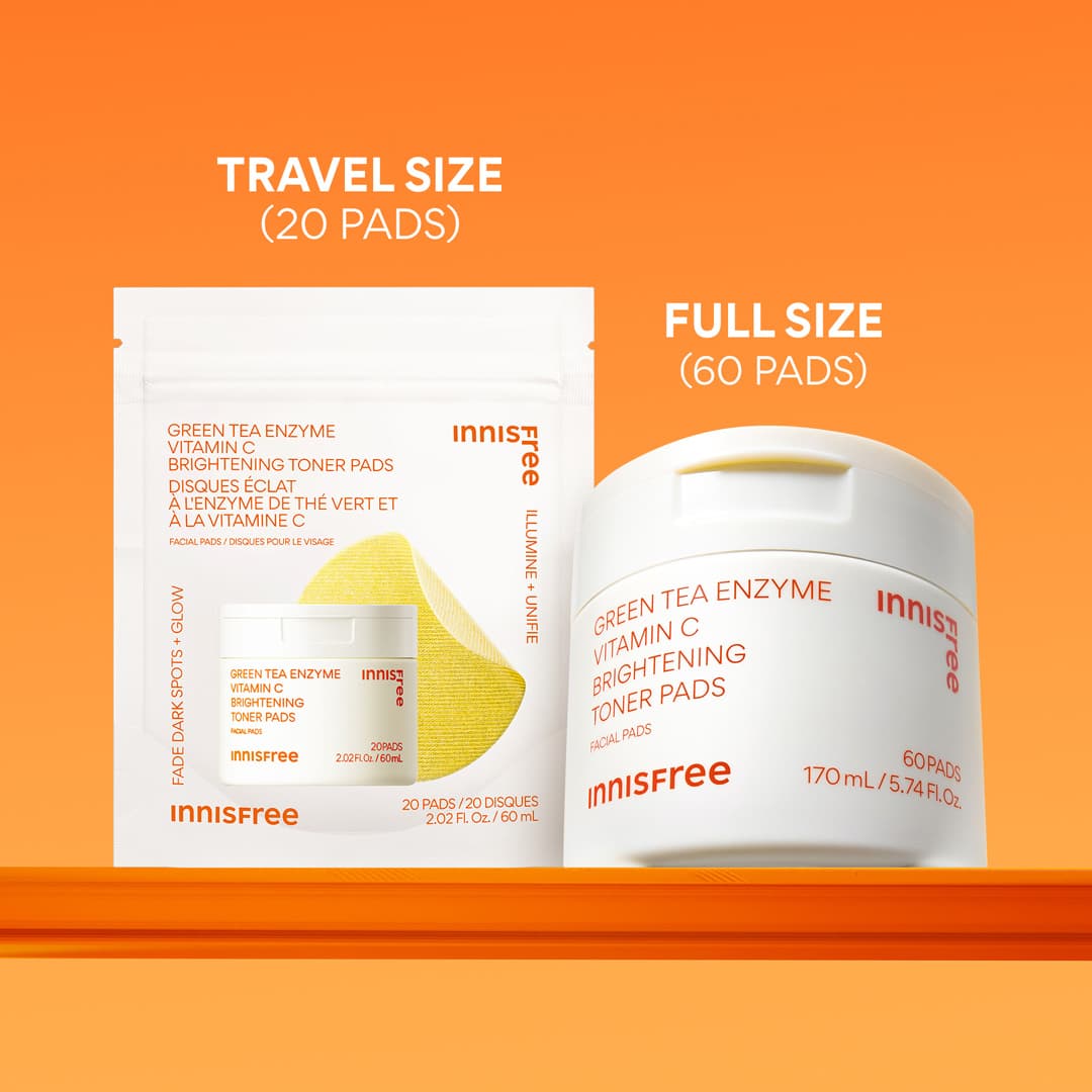 Green Tea Enzyme Vitamin C Brightening Toner Pads- sizes