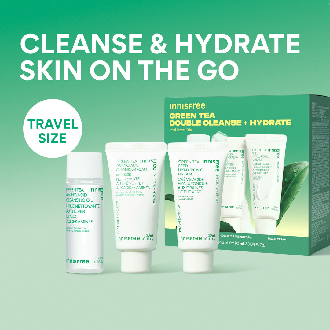 Green Tea Mini Double Cleanse + Hydrate Trio travel size