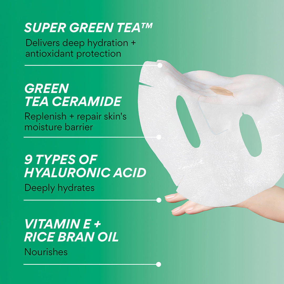 Serum-Infused Sheet Mask 5 Pack - Green Tea Ceramide Milk, ingredients