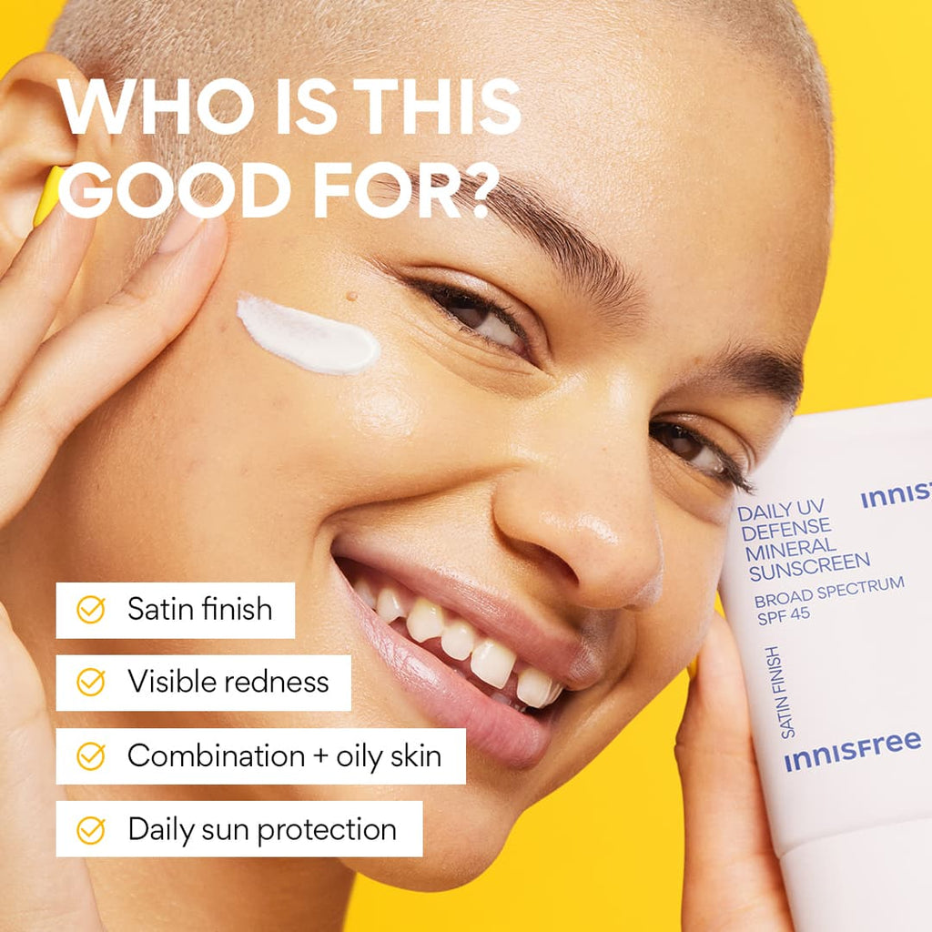 Daily UV Defense Mineral Sunscreen has a satin finish, reduces visible redness and is good for daily sun protection