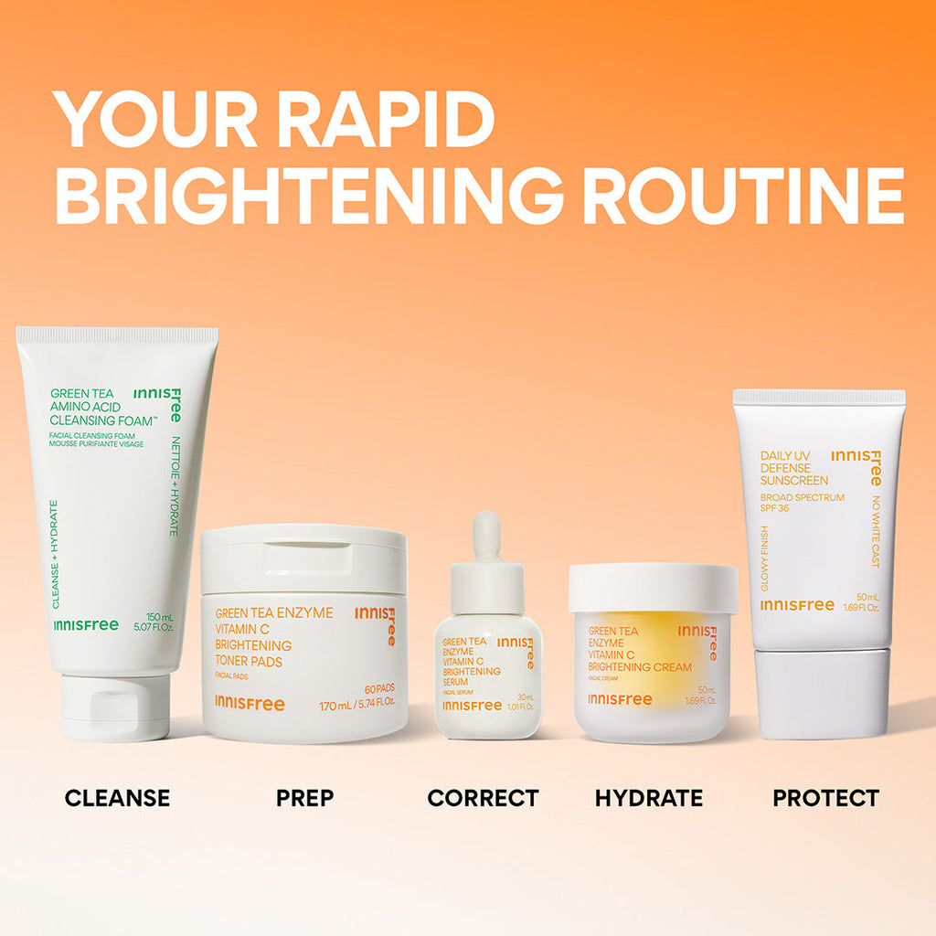 Green Tea Enzyme Vitamin C Brightening Serum rapid brightening routine
