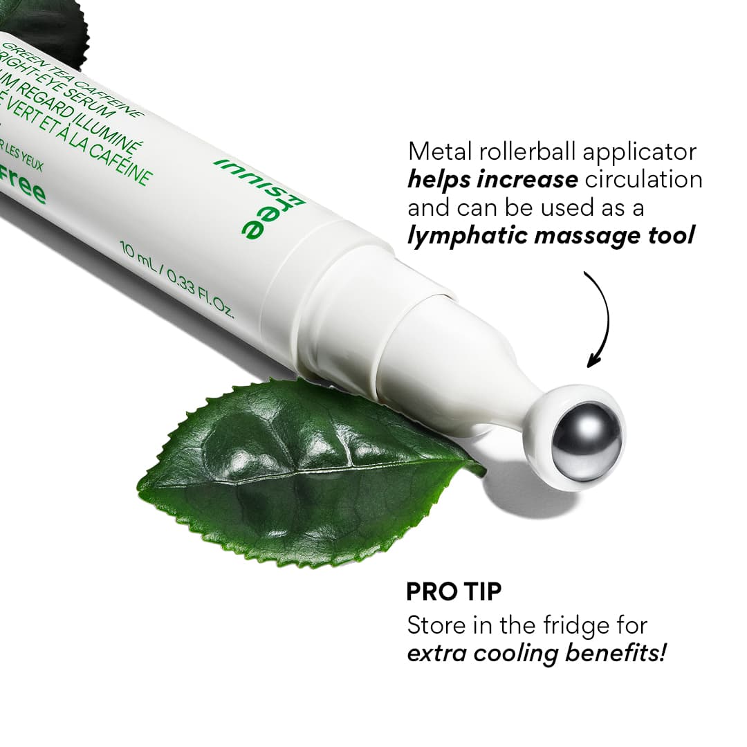 Green Tea Caffeine Bright-Eye Serum rollerball applicator