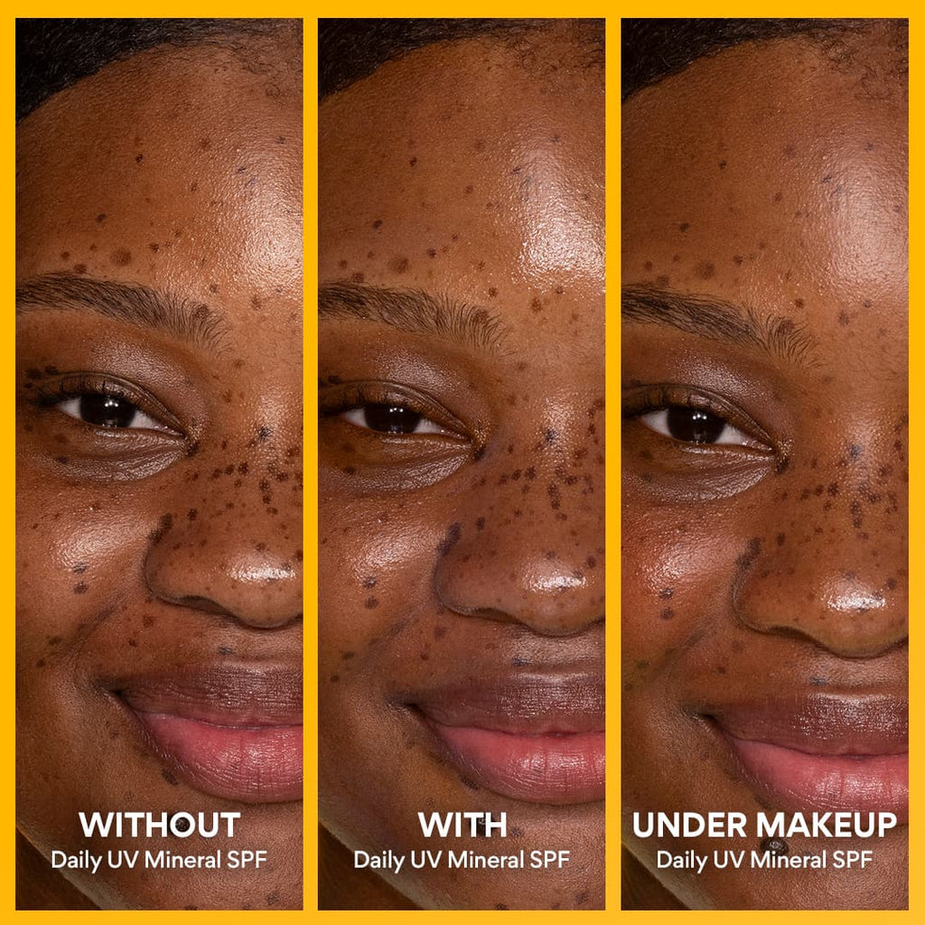 Daily UV Defense Mineral Sunscreen without makeup and under makeup