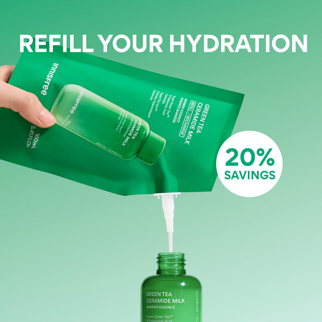 Green Tea Ceramide Milk Barrier Essence value savings, REFILL
